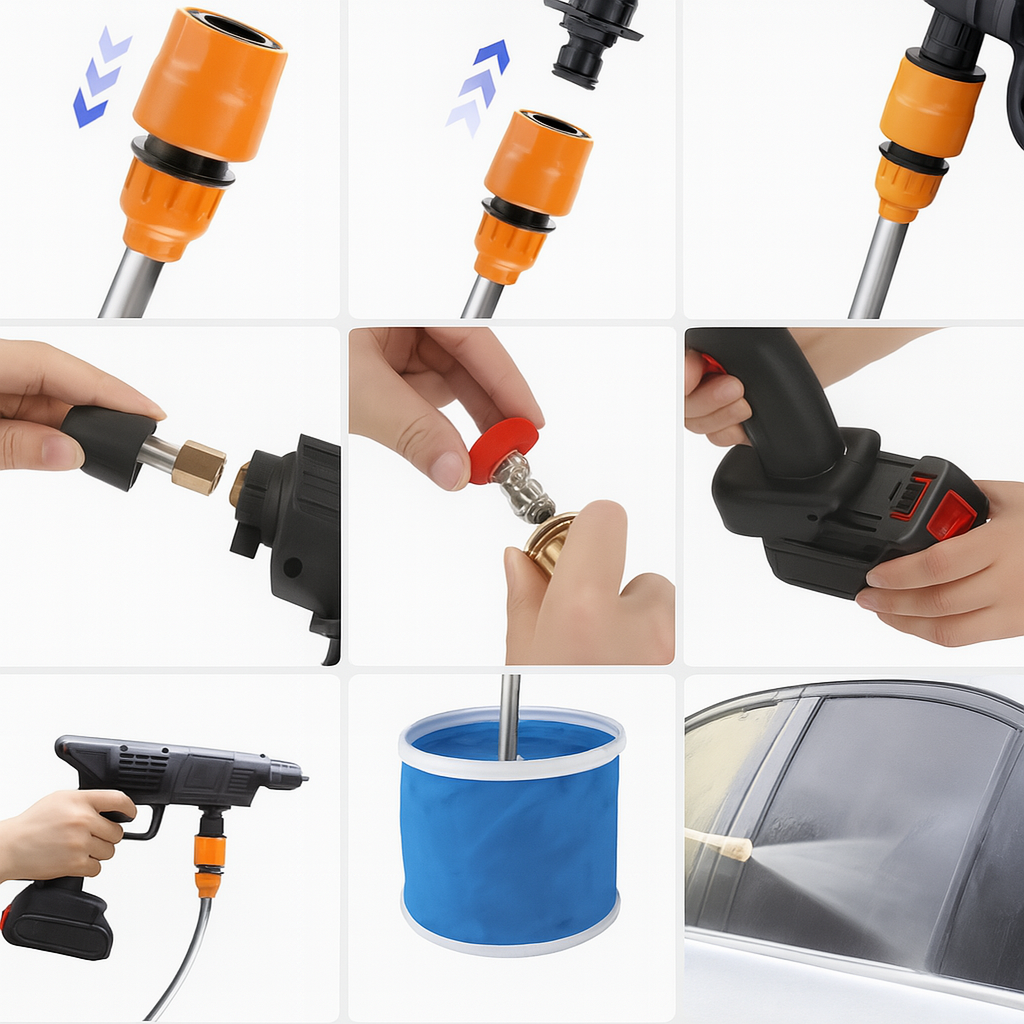 Мийка акумуляторна високого тиску KRAFFTEC 48V, 2 акумулятори, пінна насадка, шланг 5 м, кейс